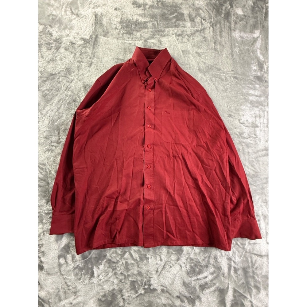 Vintage Christian Dior Monsieur Dress Shirt XXL Burgundy‎ Red Wrinkle Free